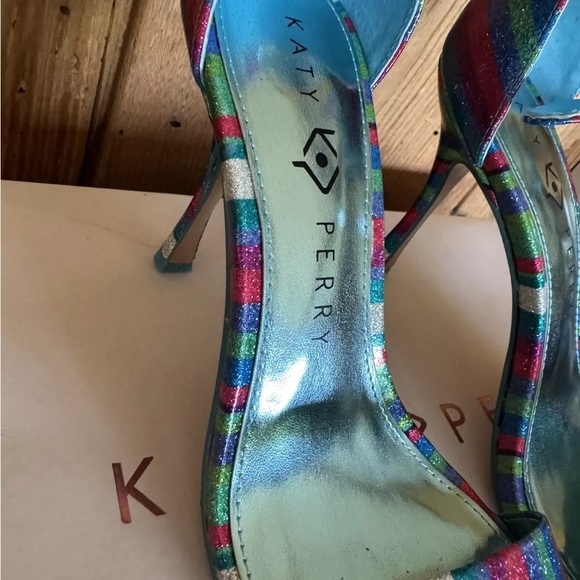Katy Perry The Melly Glitter Stripe Pop Blue Size 7M Heel Height 3-3.9 inch - Picture 5 of 11